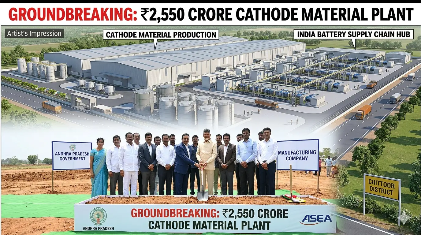 Andhra Pradesh Approves Rs 2,550 Crore Cathode Material Plant in Chittoor to Boost India's Battery Supply Chain
